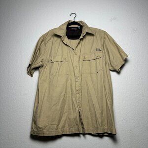 Genuine Dickies Men 2XL Pockets Button Up Tan Utility Workwear Khaki Streetwear